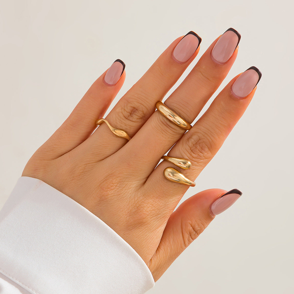 Minimalist Geometric Zinc Alloy Plated Irregular Knuckle Ring Set for Women