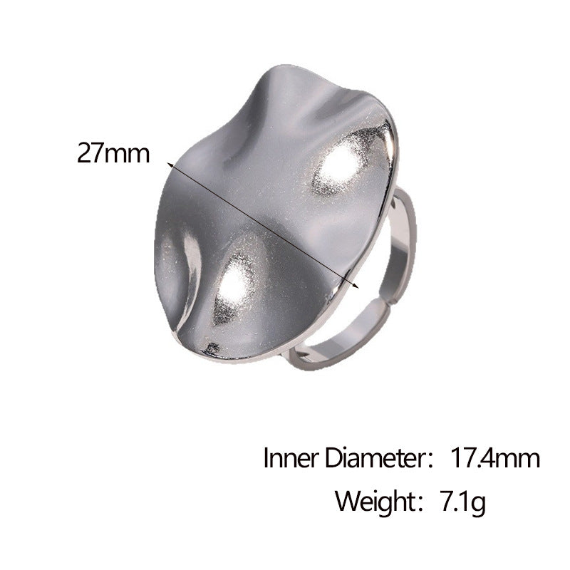 Minimalist Geometric Stainless Steel Ring for Women with Plated Finish, Irregular Fold Design, Hypoallergenic and Fade-Resistant