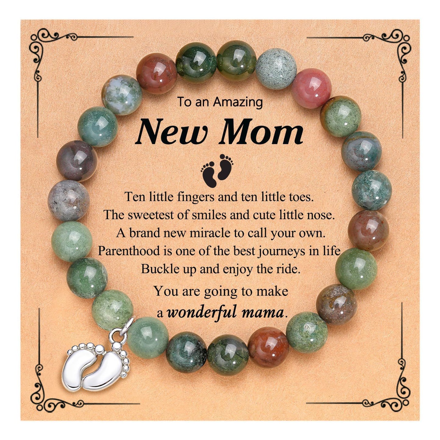 Geometric Agate Beaded Bracelet for Women