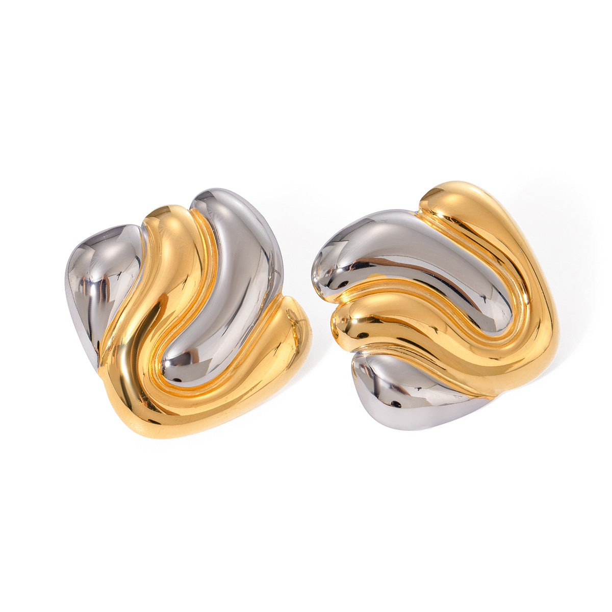 Elegant Geometric Square Stainless Steel and Titanium Steel Plated Earrings for Women