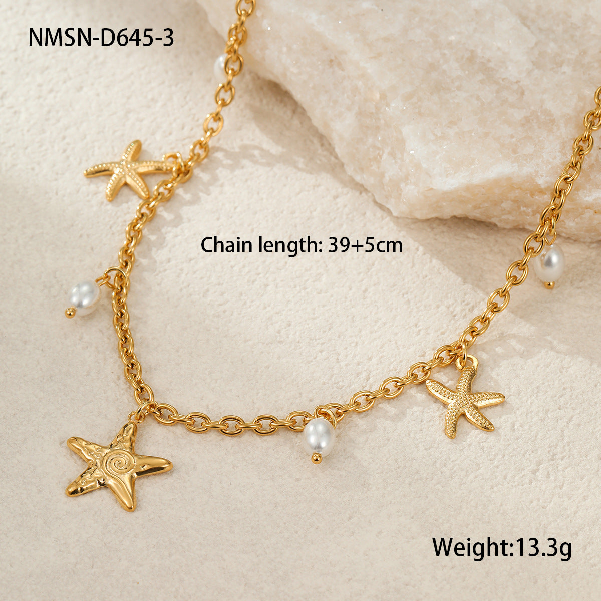 Collar de Acero Inoxidable con Diseño Geométrico de Concha y Estrella de Mar, Chapado, de Moda para Mujer