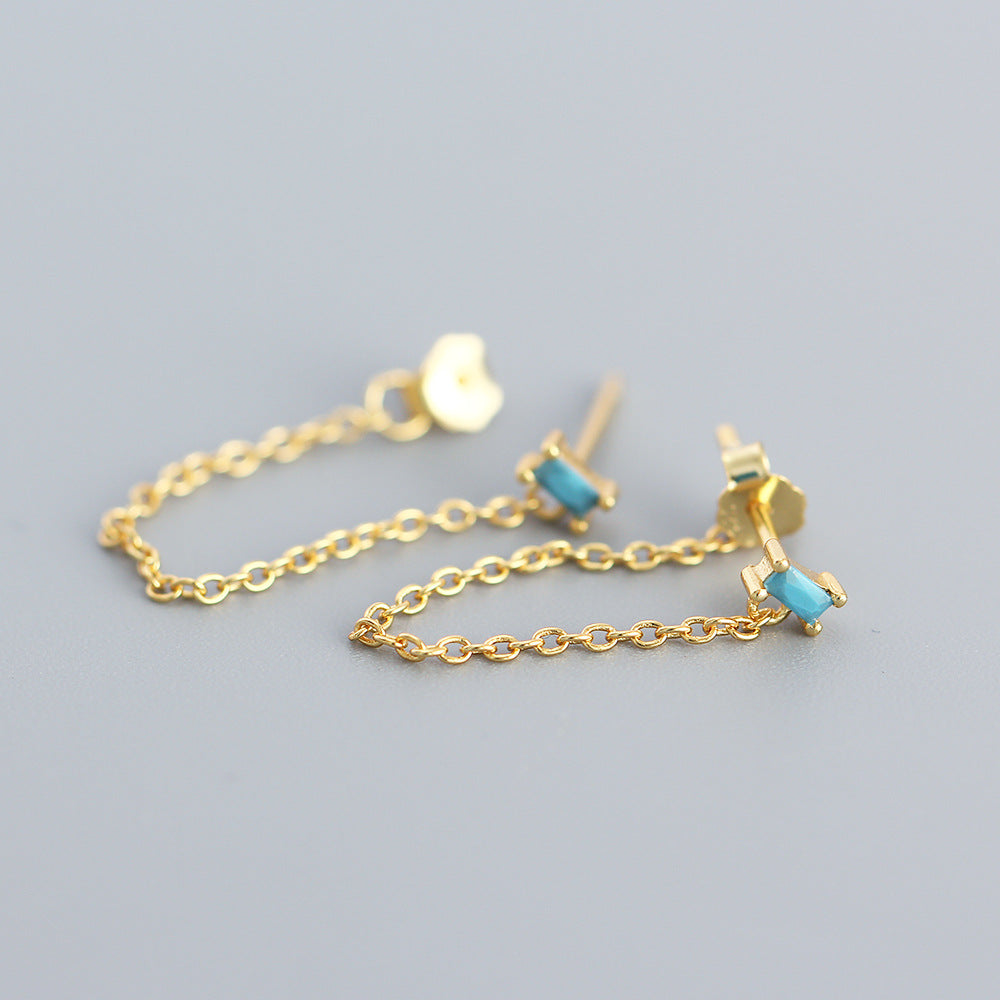 Eleganti Orecchini Pendenti a Goccia da Donna con Nappe a Quadrato Geometrico in Zirconia Cubica, in Argento Sterling 925