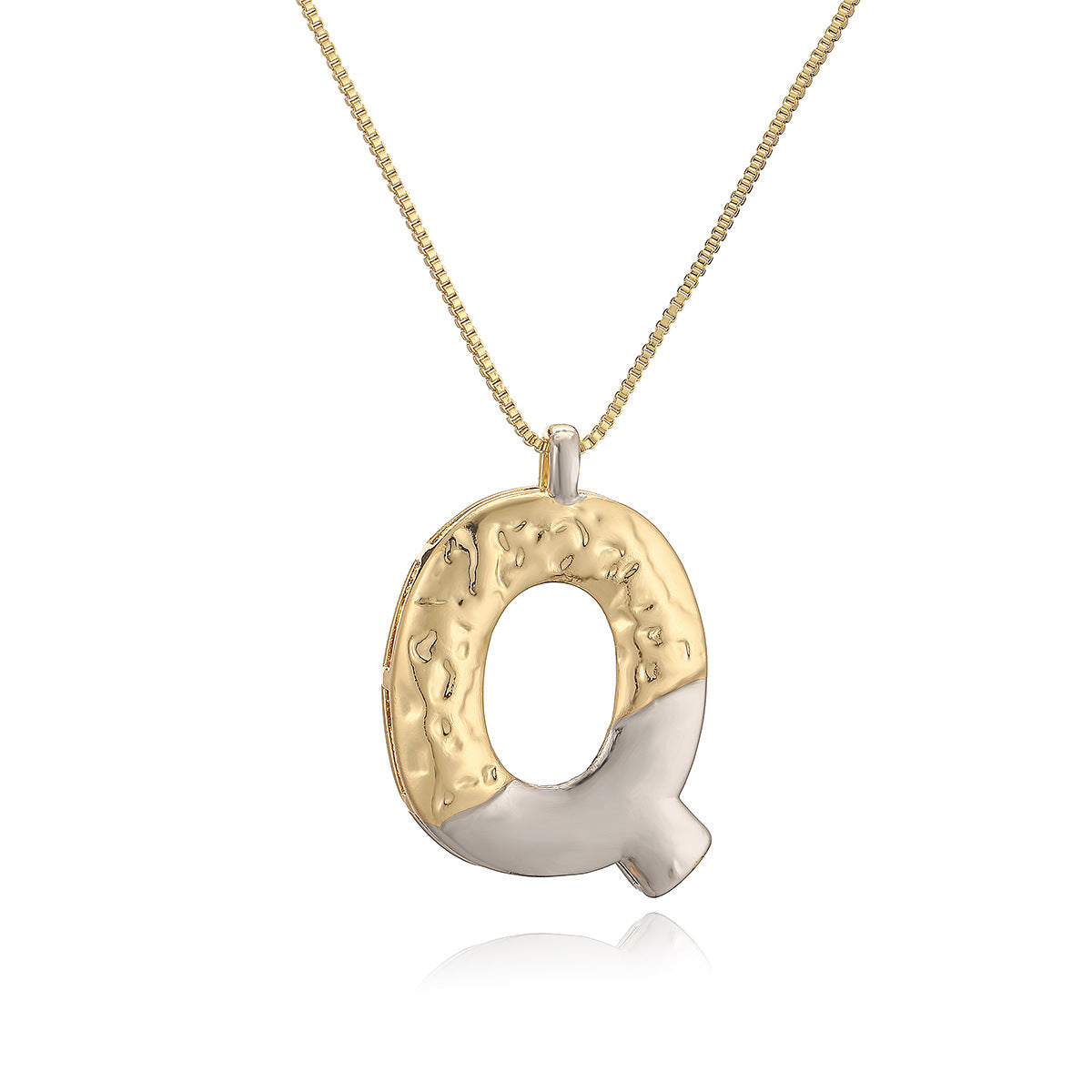 Collana con ciondolo a lettera in rame placcato oro geometrico minimalista da donna