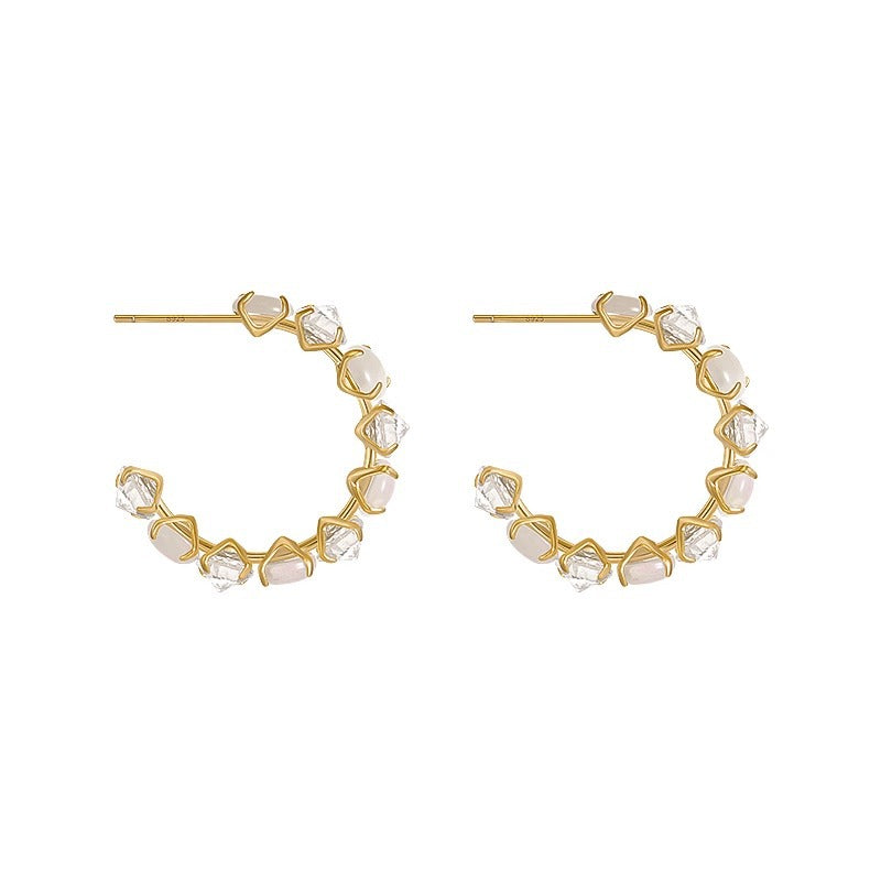 Sweet Minimalist Geometric Round Hoop Earrings 925 Sterling Silver Plated Brass for Women