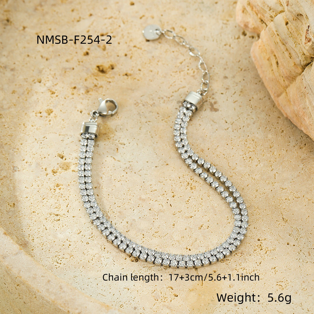 Minimalist Fashion-Forward Stainless Steel Bracelet with Zirconia Inlay and 18K Gold Plating for Women