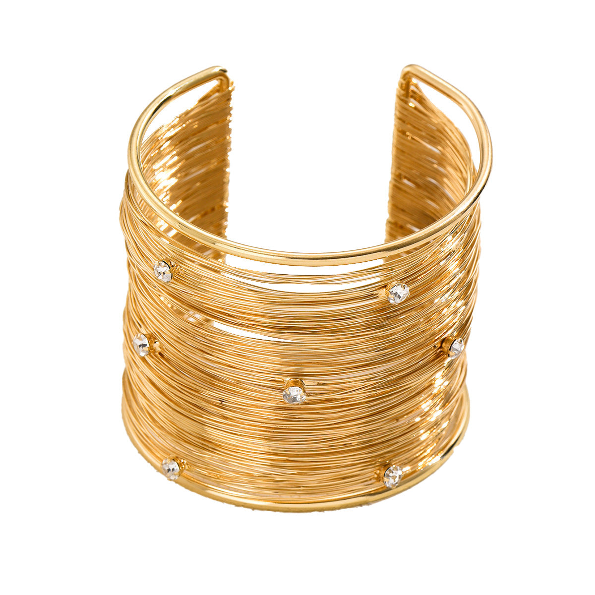 Pulsera minimalista de aleación de zinc ovalada geométrica con incrustaciones de diamantes de imitación para mujer, brazalete ajustable