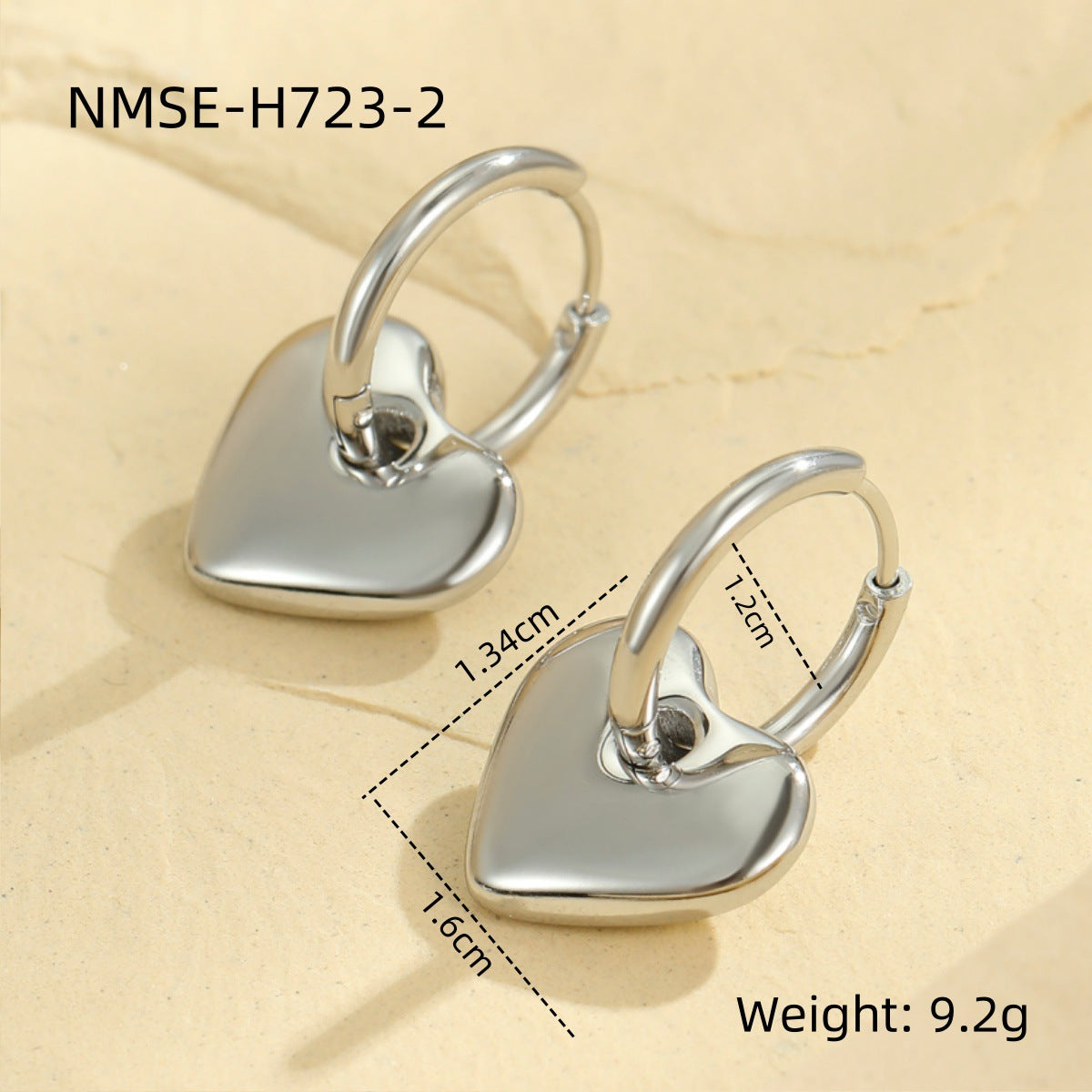 Fashionable Stainless Steel Heart-Shaped Dangle Earrings with Plating Finish for Women