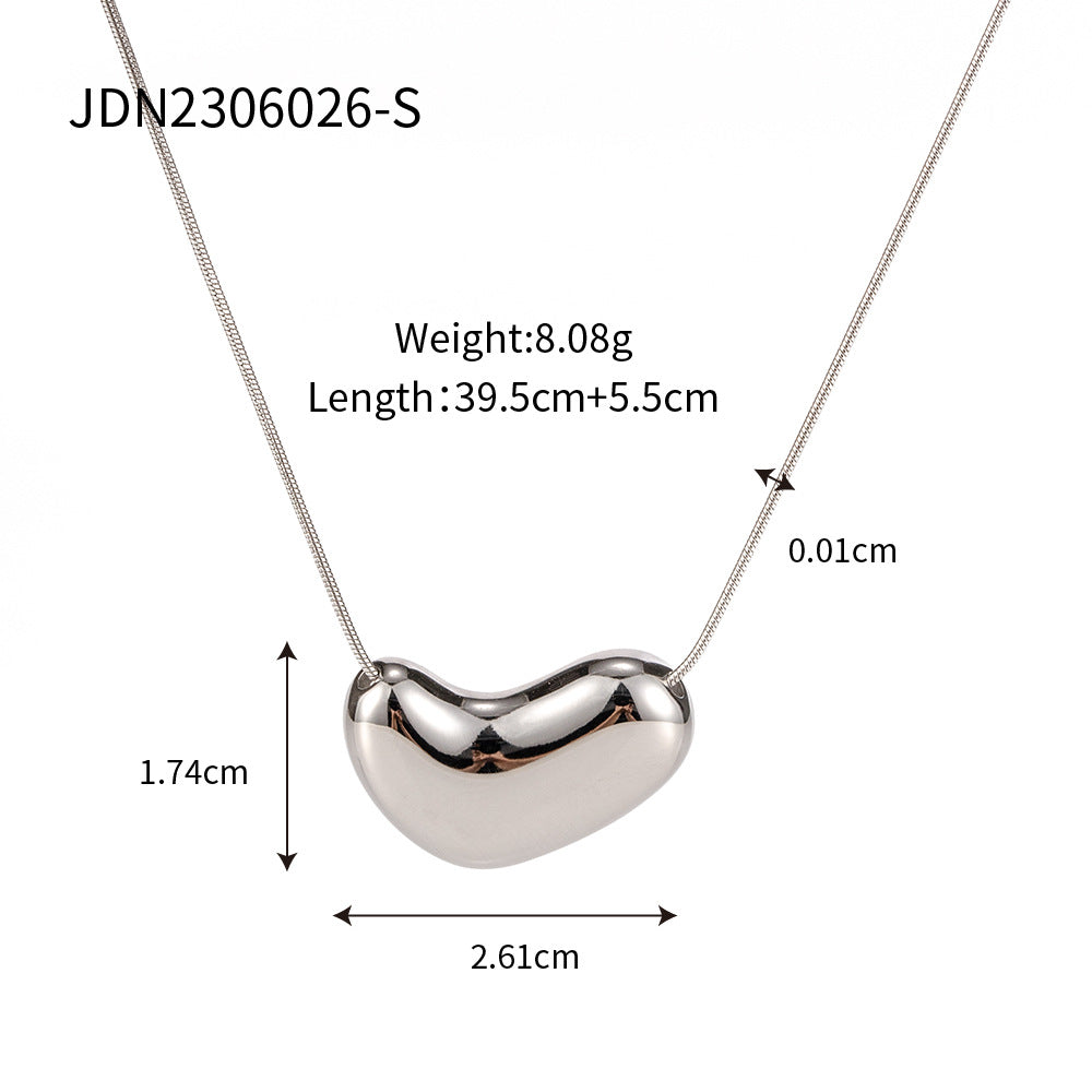 Minimalist Geometric Heart Pendant 18K Gold Plated Titanium Steel Snake Chain Necklace for Women