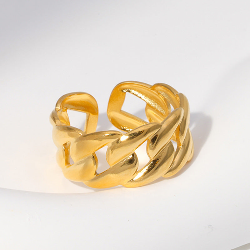 Minimalist Geometric Titanium Steel Adjustable Ring with Plated Finish for Women and Men