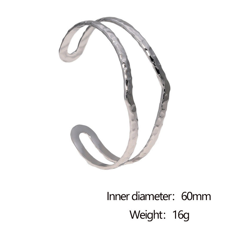 Minimalist Geometric Stainless Steel Bracelet with Plated Finish for Women, Hypoallergenic and Fade-Resistant