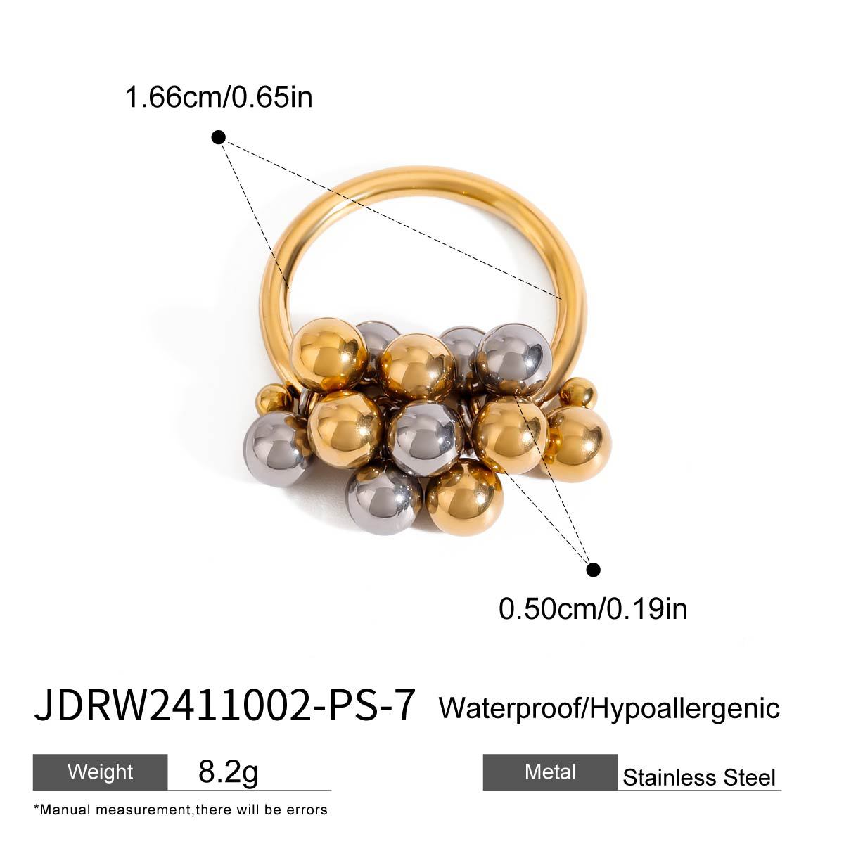 Anello da donna in acciaio inossidabile geometrico con finitura placcata, accessorio di moda di lusso minimalista