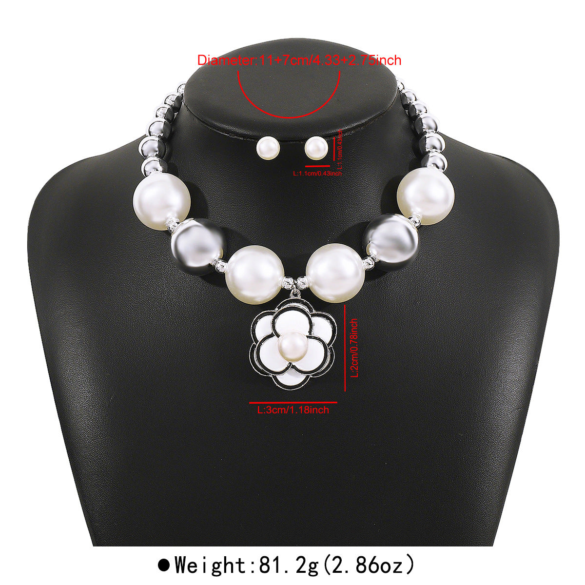 Elegant Camellia-Shaped Choker Jewelry Set with Rhinestone Inlay and Enamel Finish for Women
