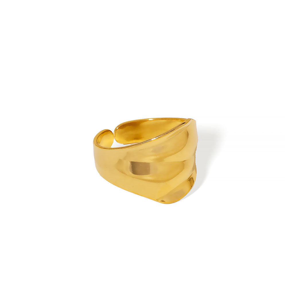 Anello Minimalista in Acciaio Inossidabile Geometrico con Design ad Arco Concavo e Superficie Lucida per Dito Indice Unisex