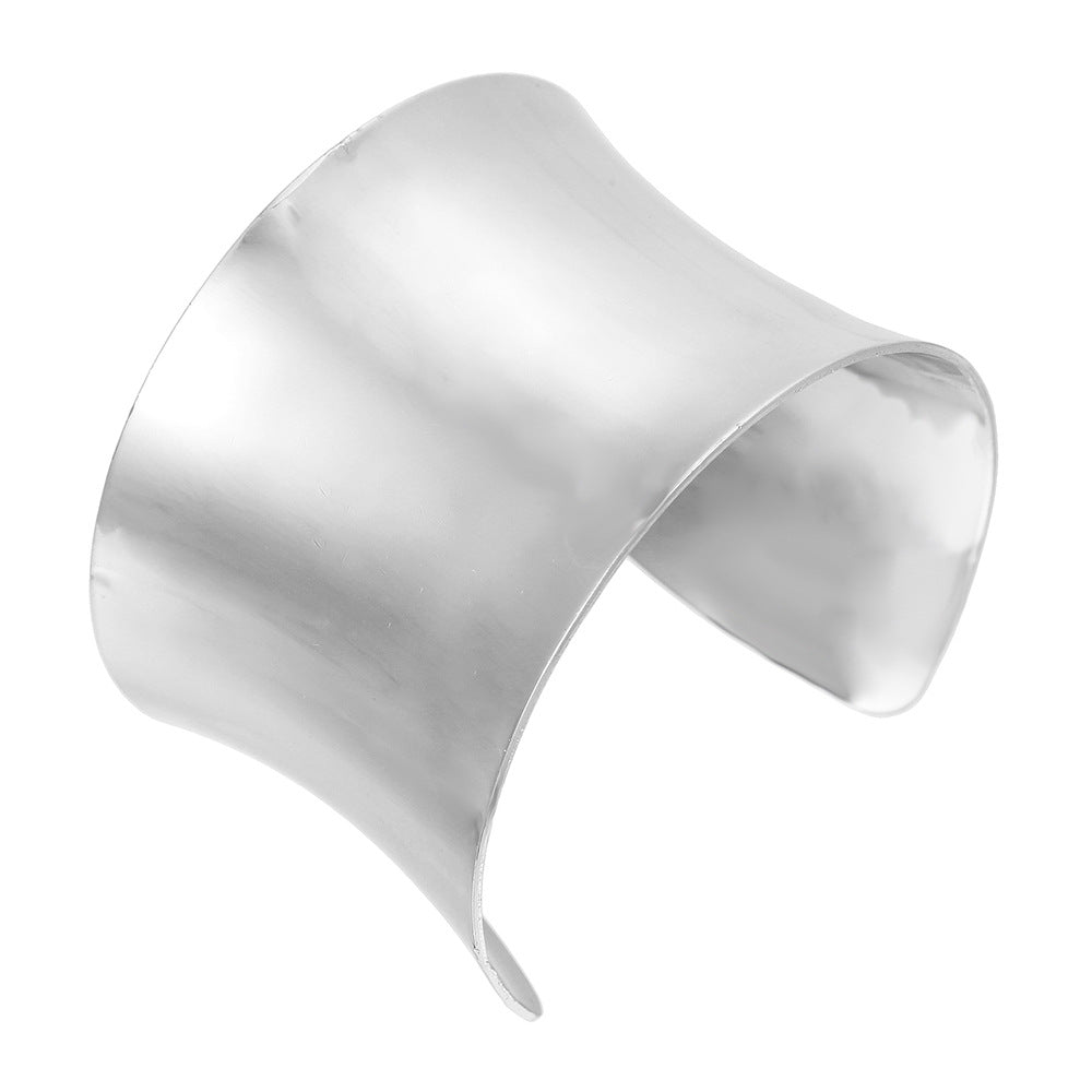 Fashion Geometric Double-Head Snake Open Cuff Bracelet Polished Alloy Bangle
