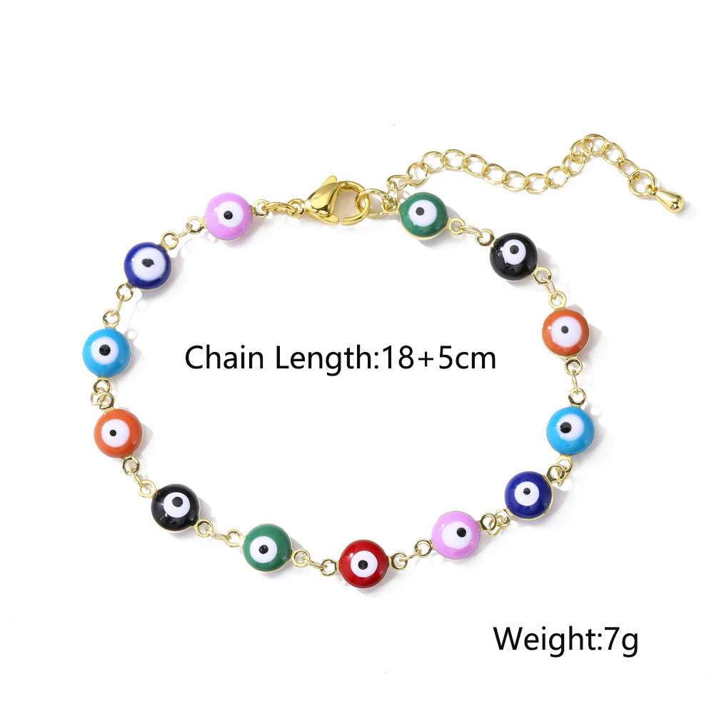 Collana pendente a occhio di Allah geometrico minimalista in rame placcato oro e finitura smaltata da donna