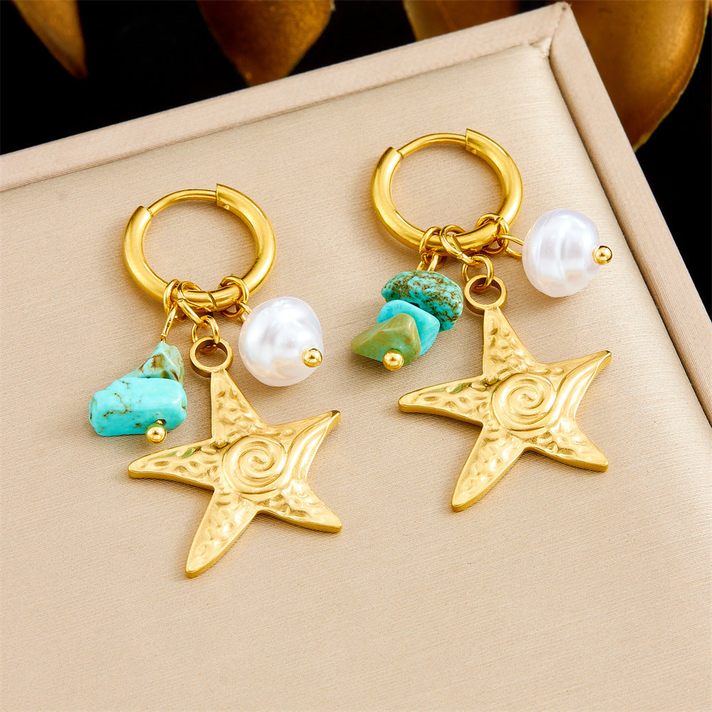 Sweet Stainless Steel Drip Oil Plated Butterfly Fruit Drop Earrings