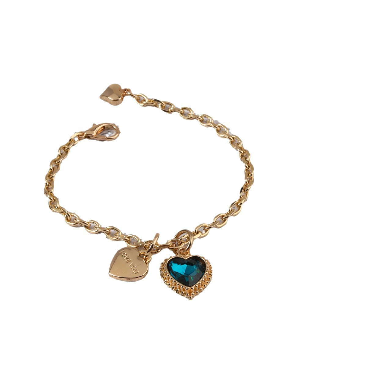 Bracciale Dolce Minimalista in Lega a Forma di Cuore con Intarsi di Strass da Donna