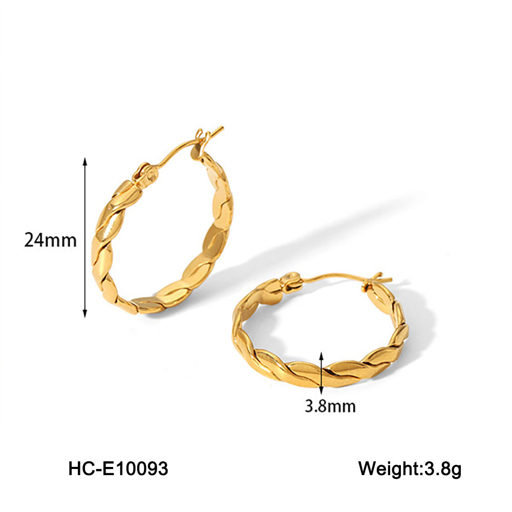 Geometric Twist Stainless Steel Earrings with Vacuum Plating for Hypoallergenic Wear