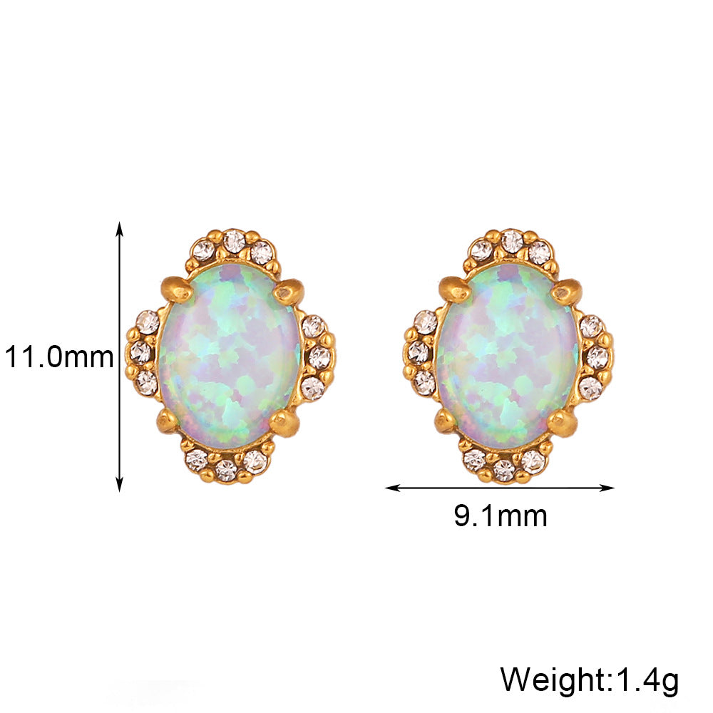 Parure di collana con pendente floreale vintage di moda da donna con catena in acciaio al titanio e placcatura in oro 18K con design a petalo