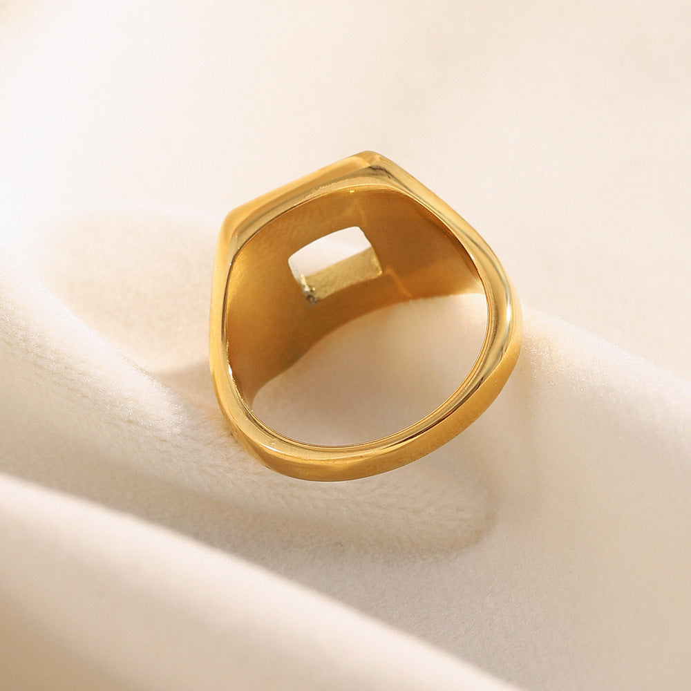Anillo Geométrico de Acero Inoxidable con Chapado en Oro de 18K para Mujer, Joyería Diaria Versátil y a la Moda