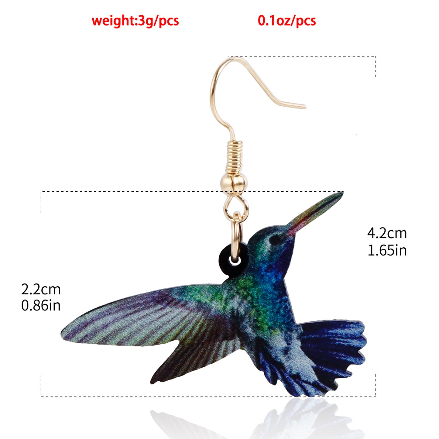 Creative Acrylic Bird Earrings for Women with Plated Finish in Butterfly and Hummingbird Shapes