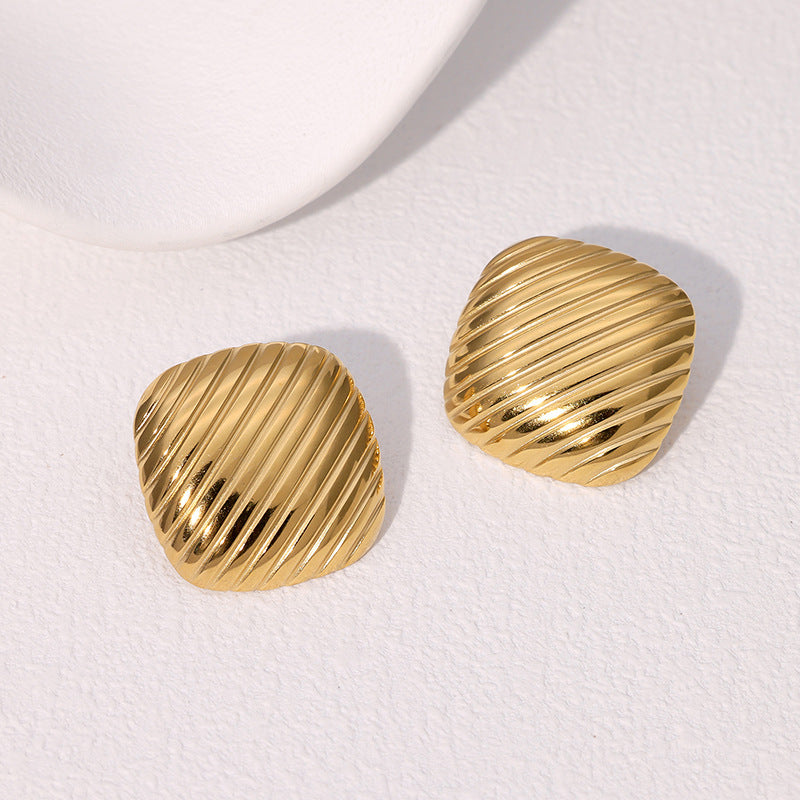 Orecchini a perno quadrati geometrici in acciaio inossidabile da donna con finitura placcata Design di moda minimalista di ispirazione francese