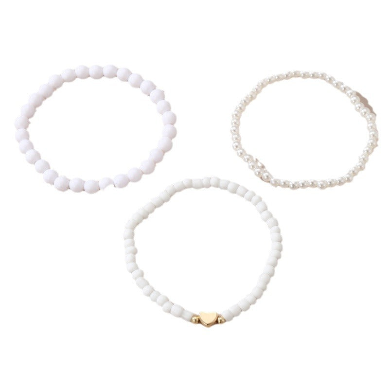 Bracciale minimalista a forma di cuore con perle finte per bambine dai 6 ai 10 anni e oltre, elegante gioiello da mano con finitura artigianale