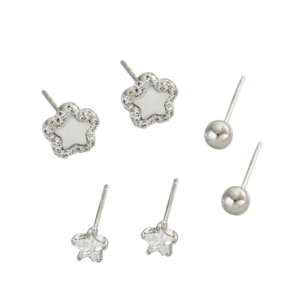 Pendientes de Cobre Irregulares Minimalistas con Forma de Estrella e Incrustaciones de Zirconia para Mujer