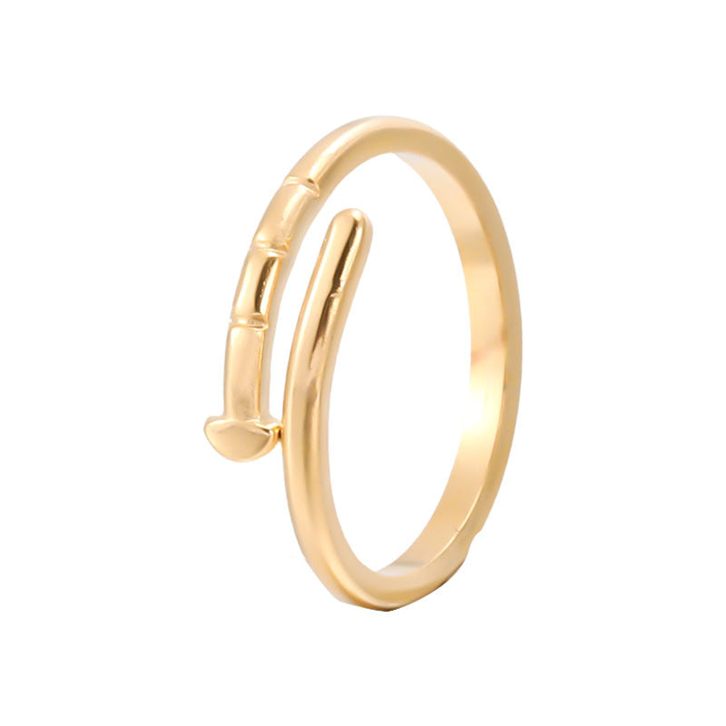 Anello regolabile minimalista geometrico in acciaio al titanio con finitura placcata per donna