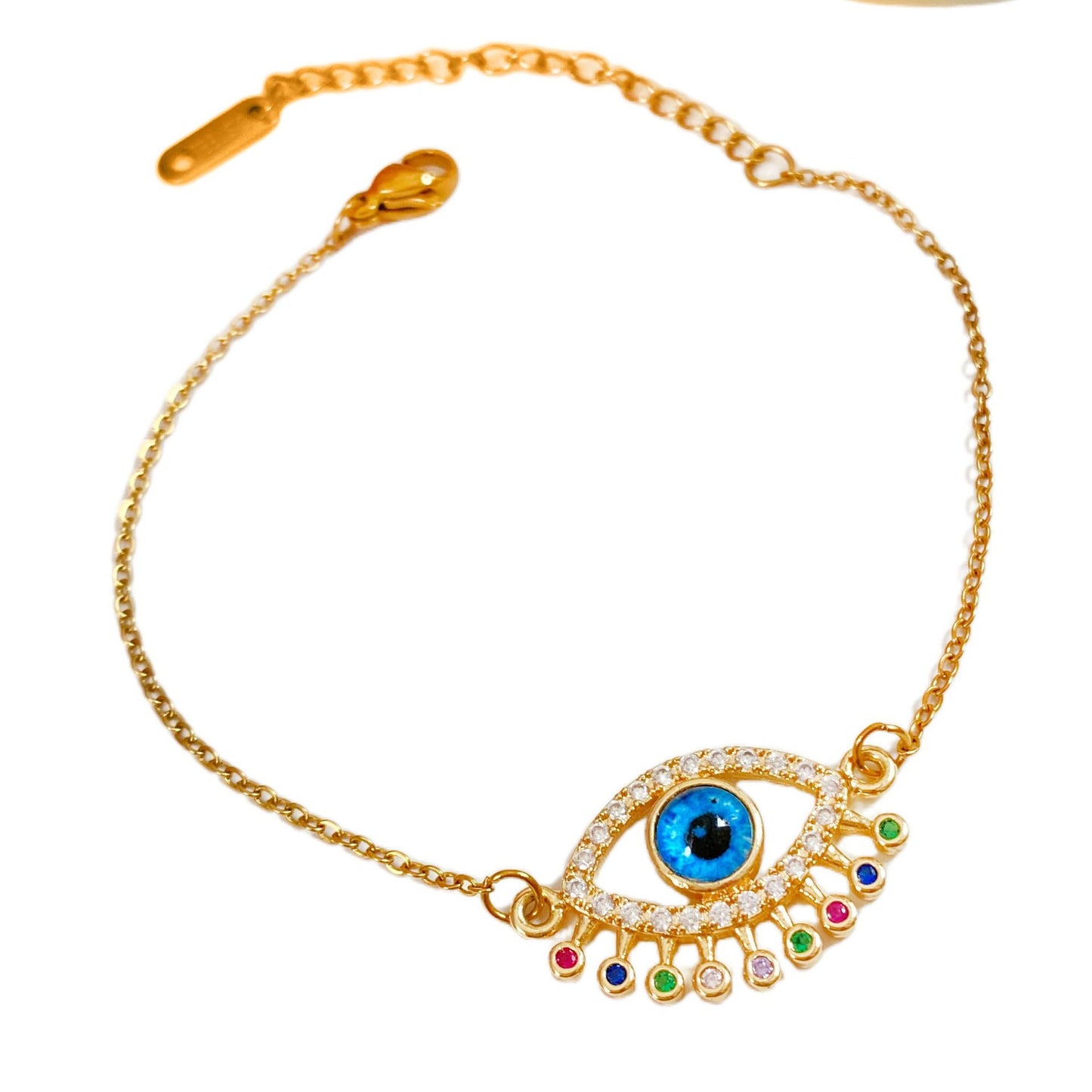 Luxury Minimalist Titanium Steel Plated Evil Eye Bracelet for Unisex