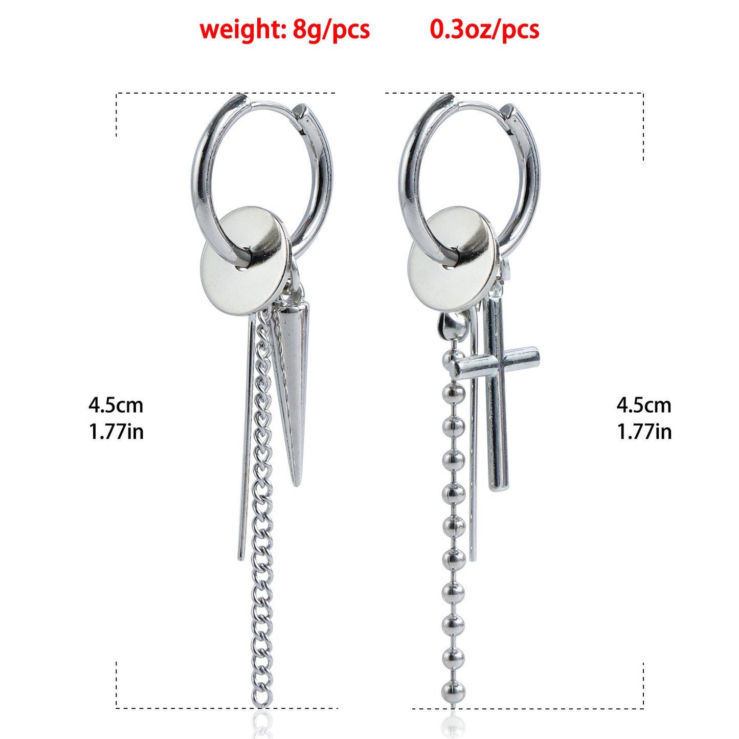 Geometric Cross Pendant Long Tassel Earrings for Women with Stainless Steel Chain and Electroplated Finish
