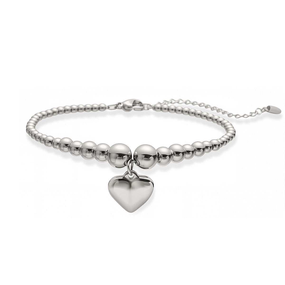 Pulsera minimalista de acero inoxidable con forma de corazón y acabado chapado para mujer