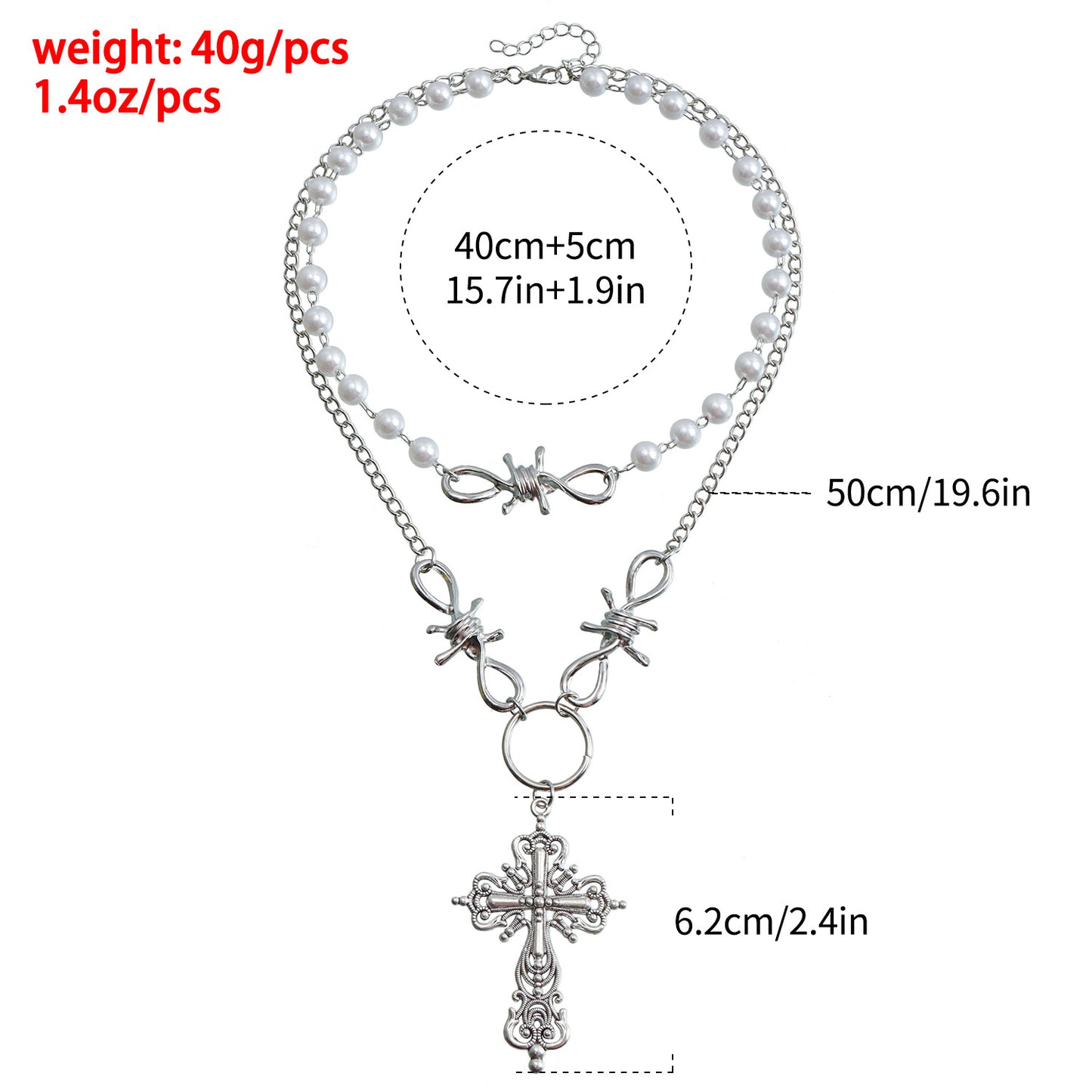 Punk Vintage Cross Pendant Necklace for Women with Geometric Shape Alloy Construction Electroplated Finish Multi-Layer Clavicle Chain