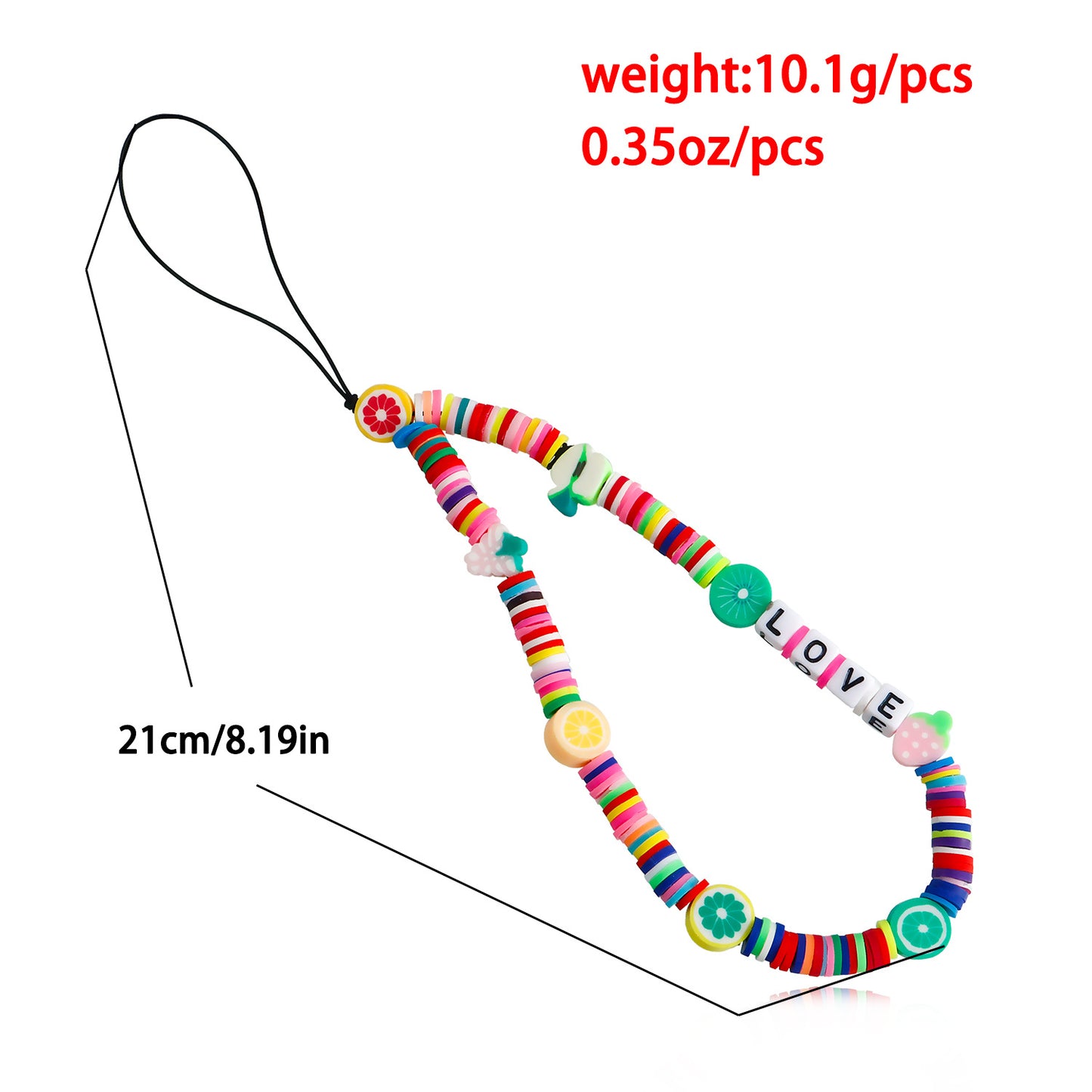 Sweet Fruit Pattern Square Letter Resin Phone Charm for Women
