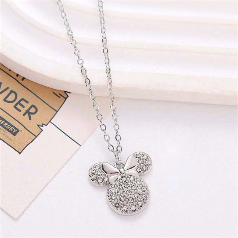 Collana Minimalista con Fiocco in Lega per Bambine con Finitura Smaltata, Catena Regolabile a Sfera Rotonda per Bambini dai 3 ai 10+ Anni