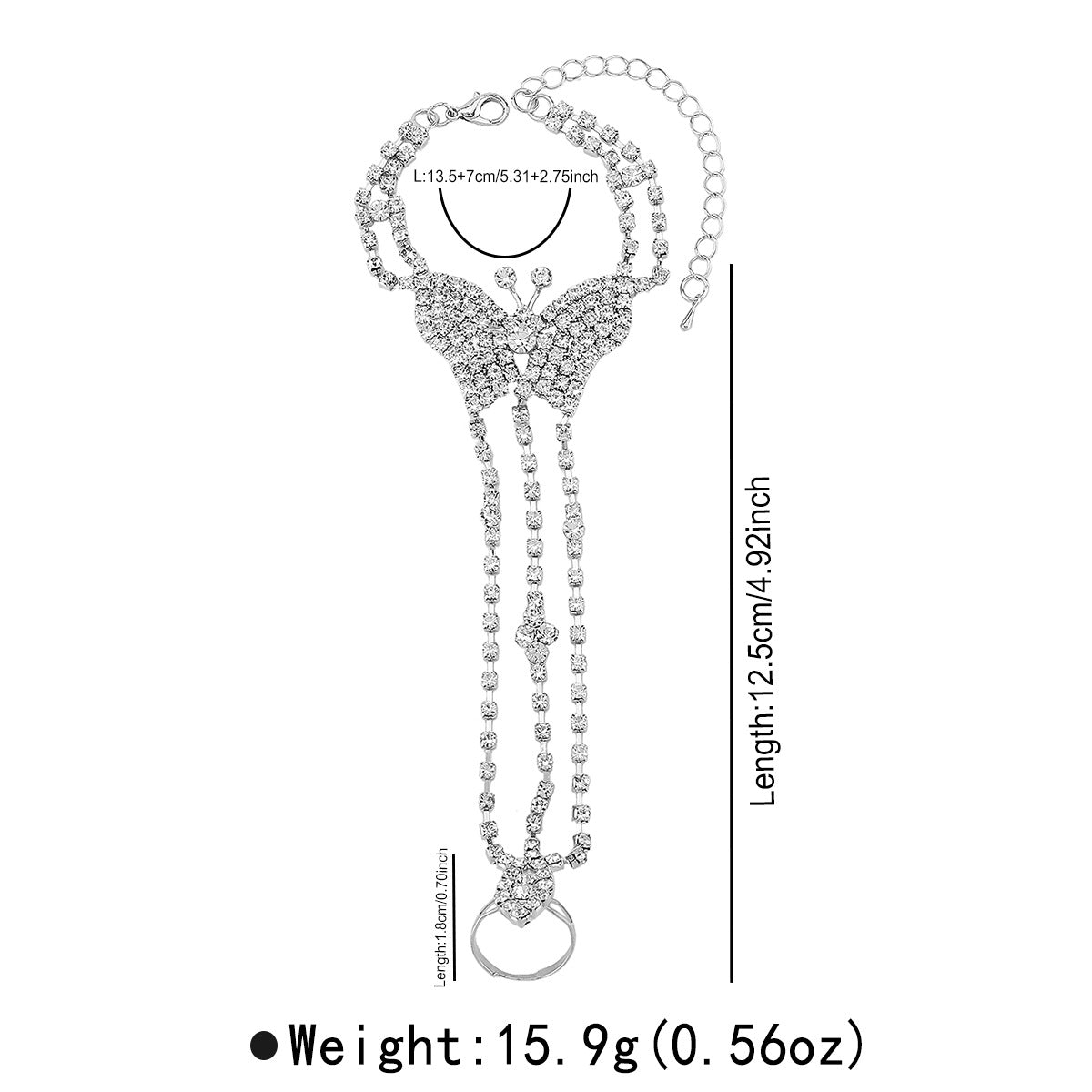 Fashion OL Butterfly-Shaped Rhinestone-Set Hand Chain Bracelet for Women with Animal Motif and Elegant Design