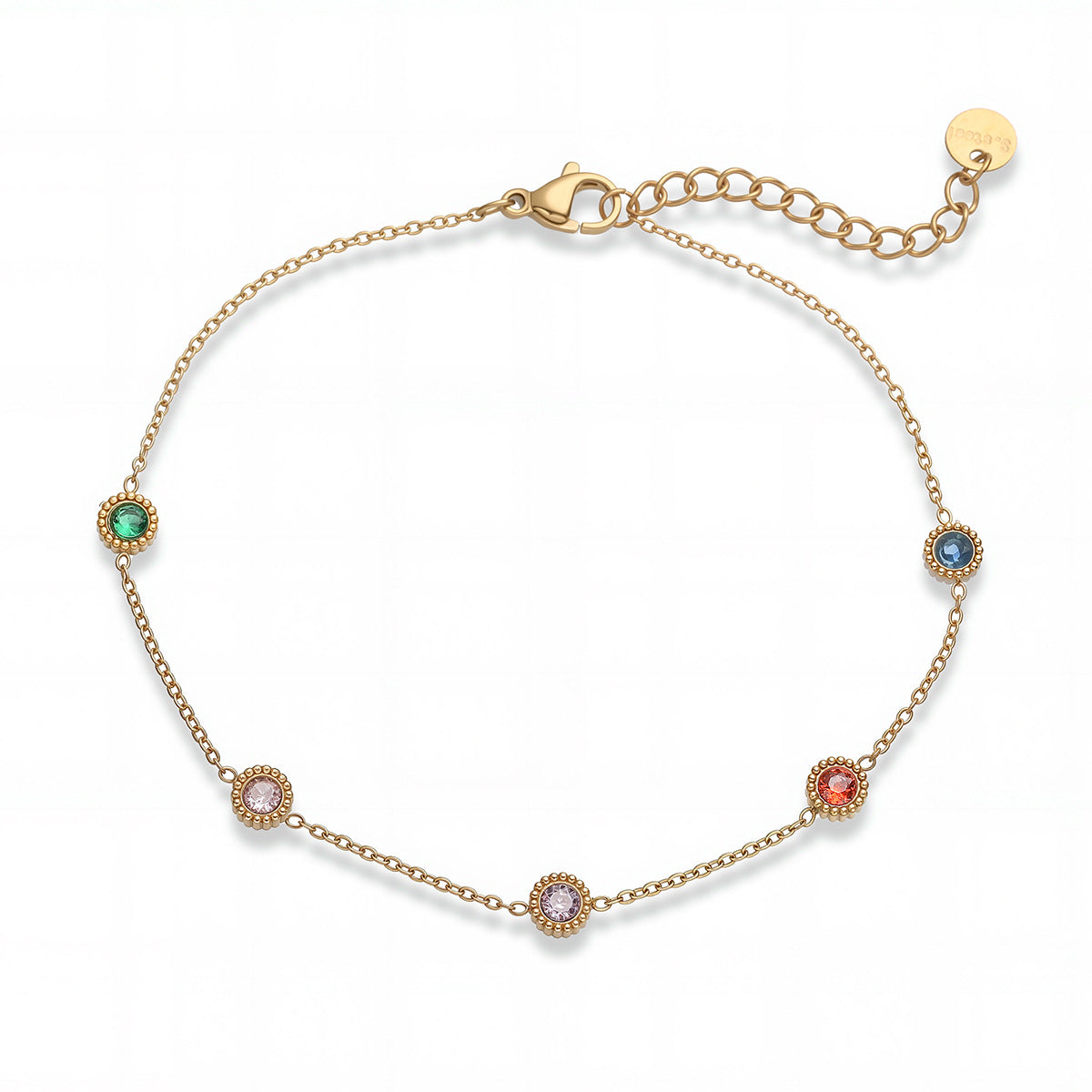 Minimalist Luxury 18K Gold Plated Geometric Stainless Steel Bracelet with Cubic Zirconia for Women