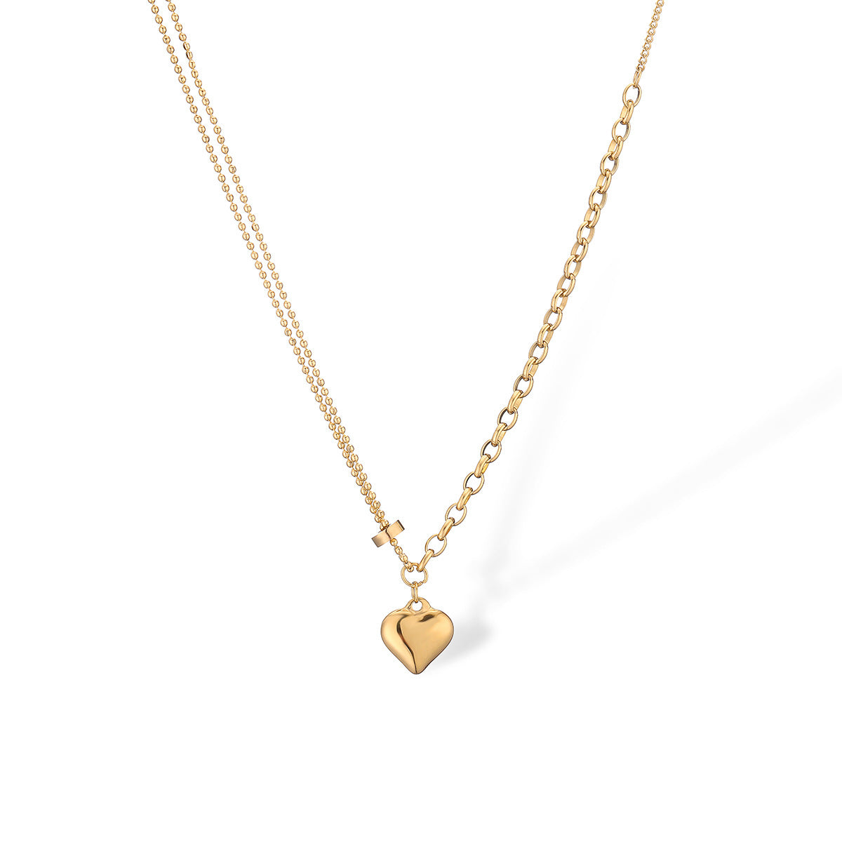 Collana Pendente Cuore Irregolare Geometrico Minimalista da Donna in Acciaio al Titanio con Placcatura in Oro