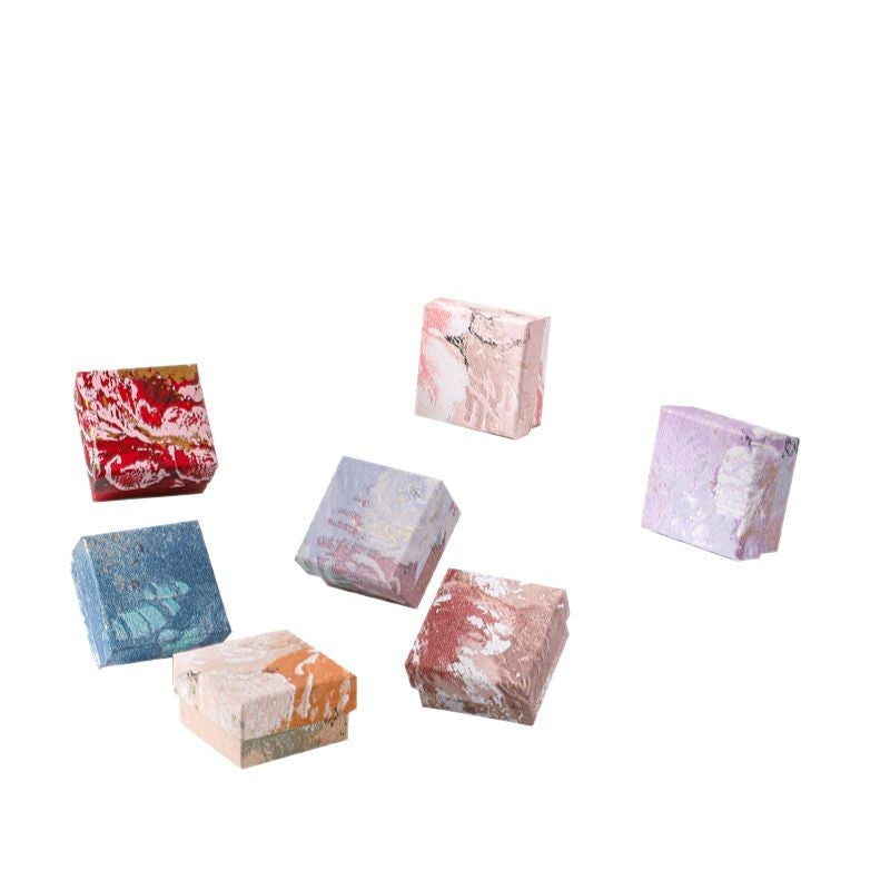 Caja de embalaje de joyería con diseño floral irregular cian estilo pintura al óleo para exhibir collares, pendientes, anillos, pulseras y colgantes