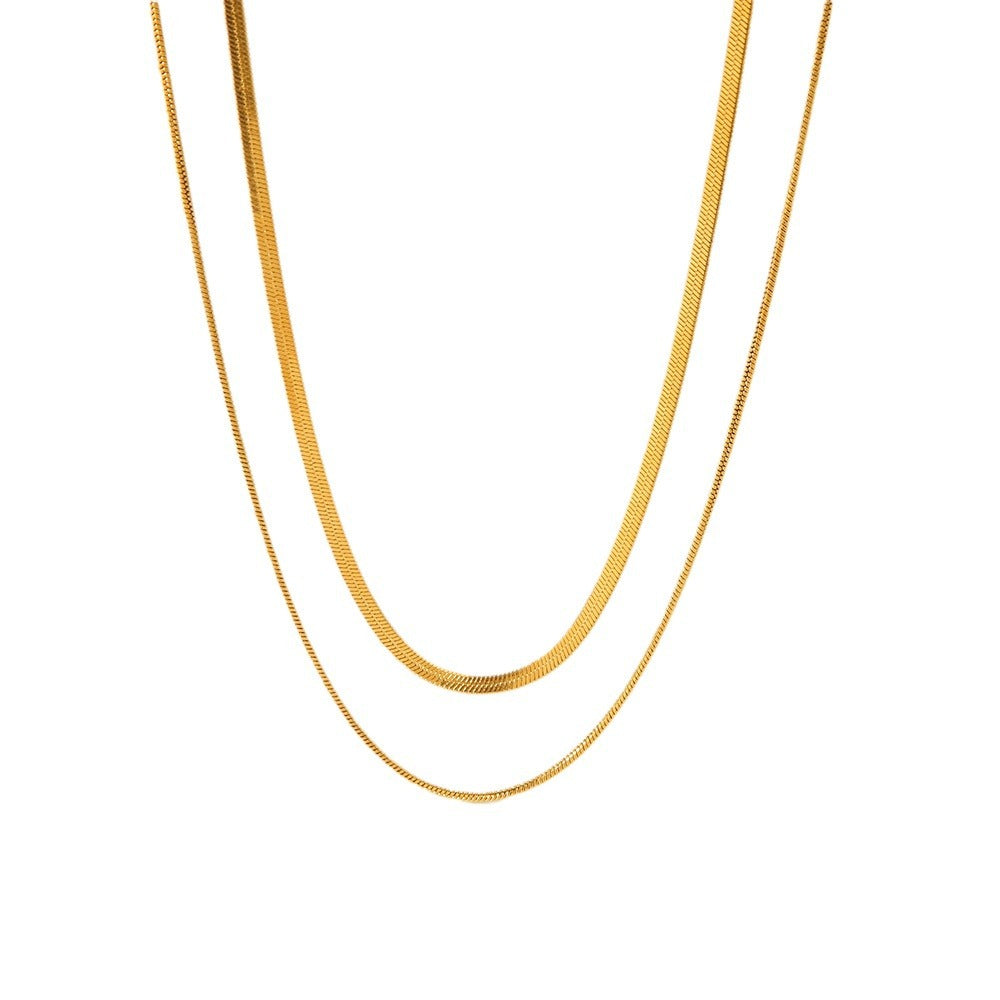Collana a catena in acciaio inossidabile a serpente geometrica minimalista da donna con finitura placcata