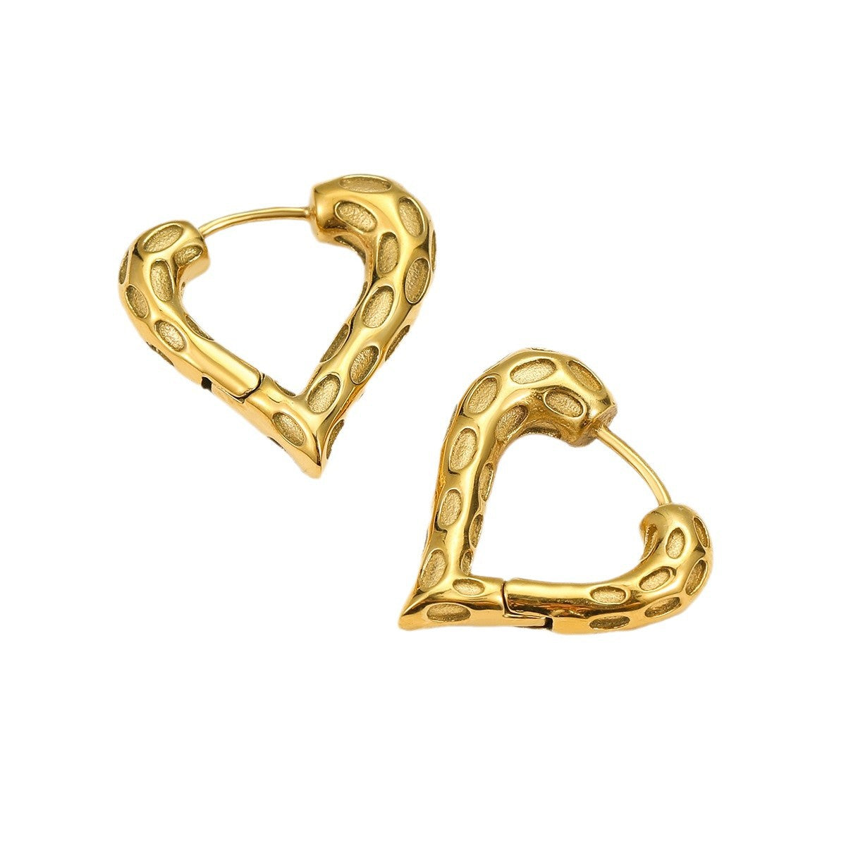 Vintage Style Hollow Heart-Shaped Titanium Steel Earrings with Plated Finish for Women