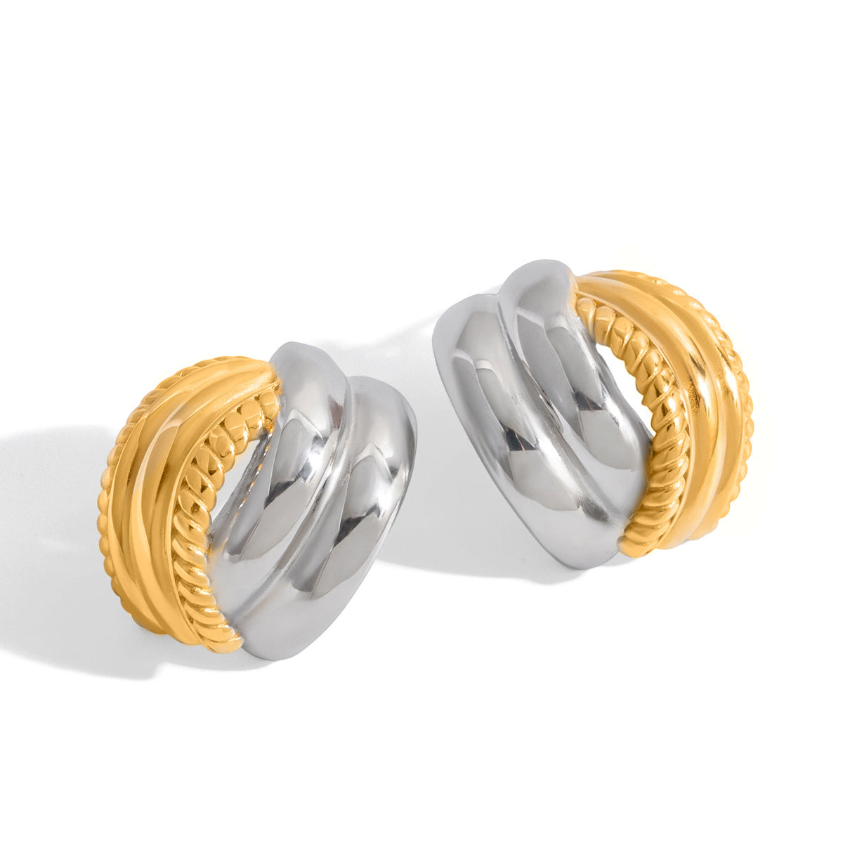 Pendientes de tuerca minimalistas geométricos de acero de titanio para mujer con acabado chapado Hipoalergénicos de acero inoxidable