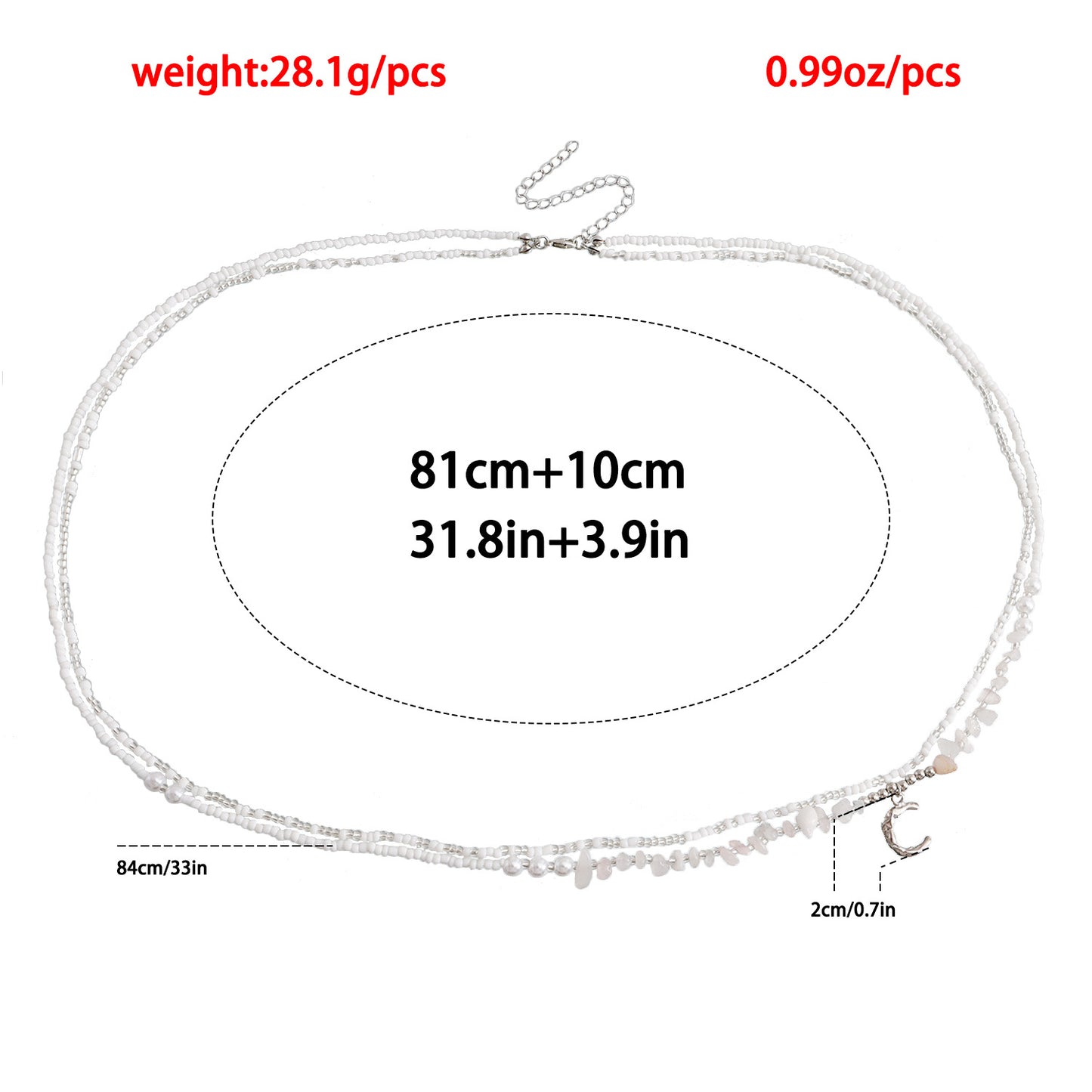 Bohemian White Beaded Moon-Shaped Waist Chain for Women Handwoven Double-Layer Crystal-Studded Summer Waist Jewelry