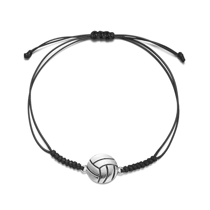 Bracciale regolabile artigianale con ciondolo a sfera geometrica unisex in corda cerata