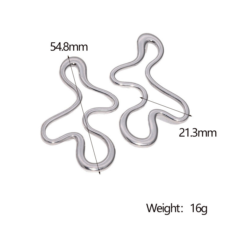 Minimalist Irregular Geometric Stainless Steel Earrings with 18K Gold Plating for Women