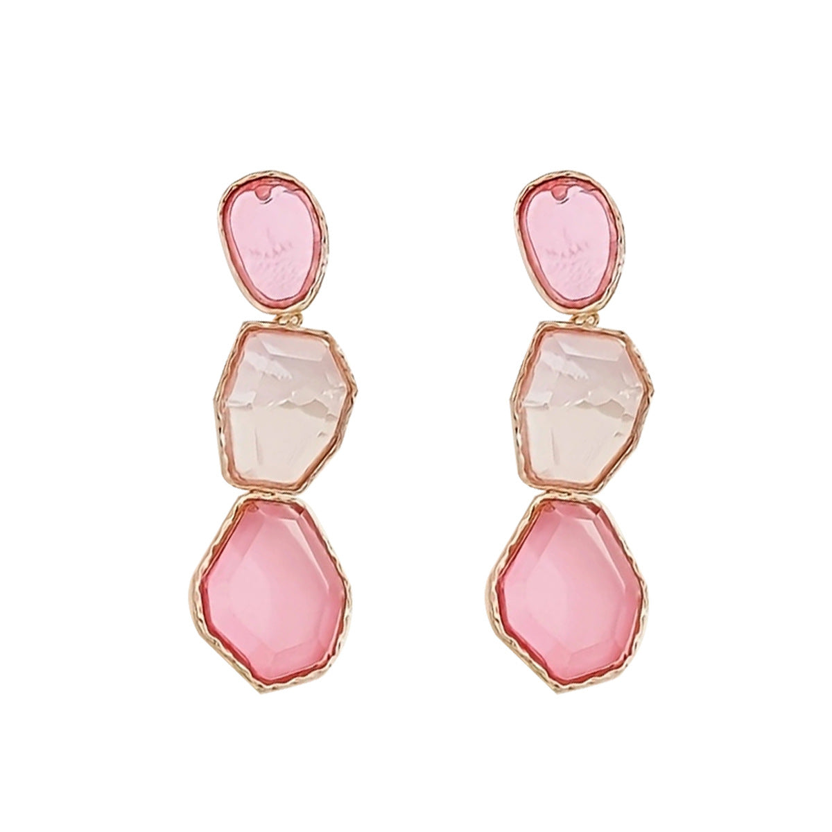 Orecchini Lunghi da Donna Minimalisti, Irregolari, Geometrici, con Cristalli, in Rame e Perno in Acciaio Inossidabile