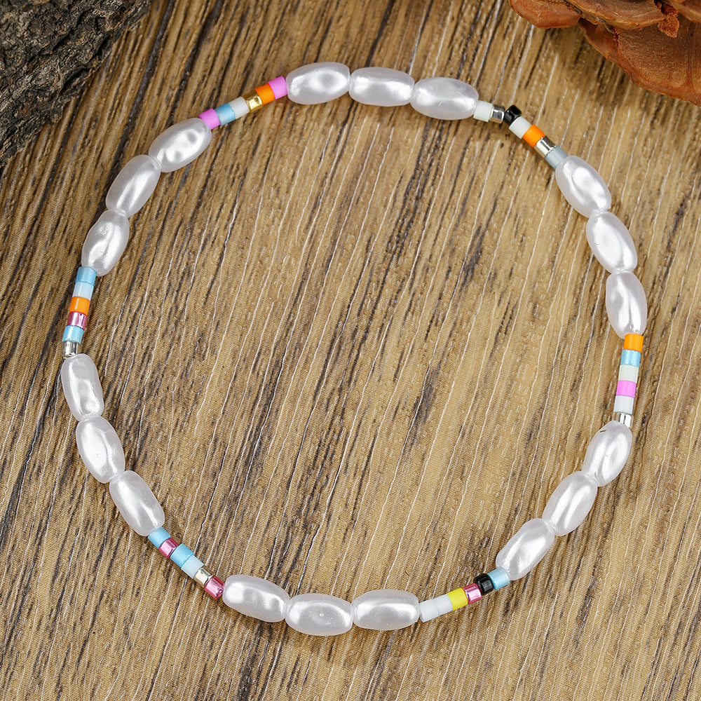 Fashion Geometric Glass Bead Handmade Bracelet with Red Cord and Gold Beads for Unisex