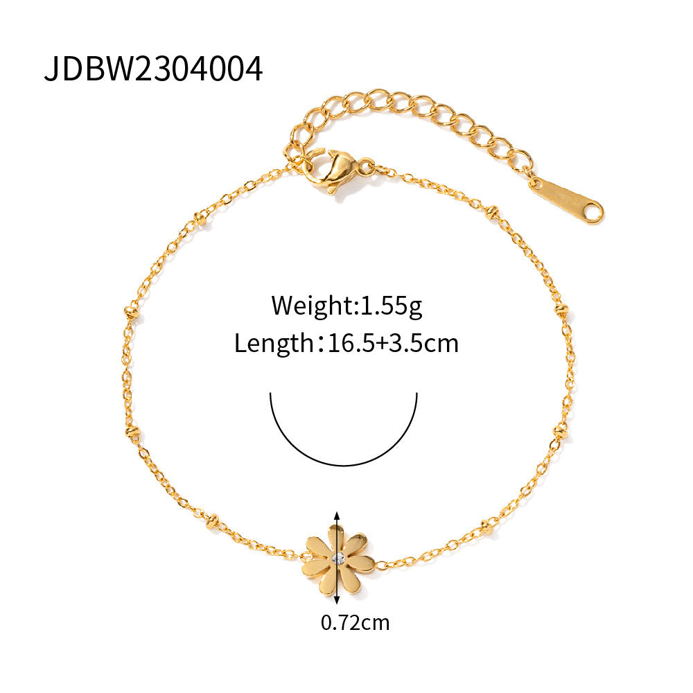 Brazalete Minimalista Geométrico de Acero de Titanio con Incrustaciones de Pedrería para Mujer, Accesorio de Moda de Acero Inoxidable Plateado