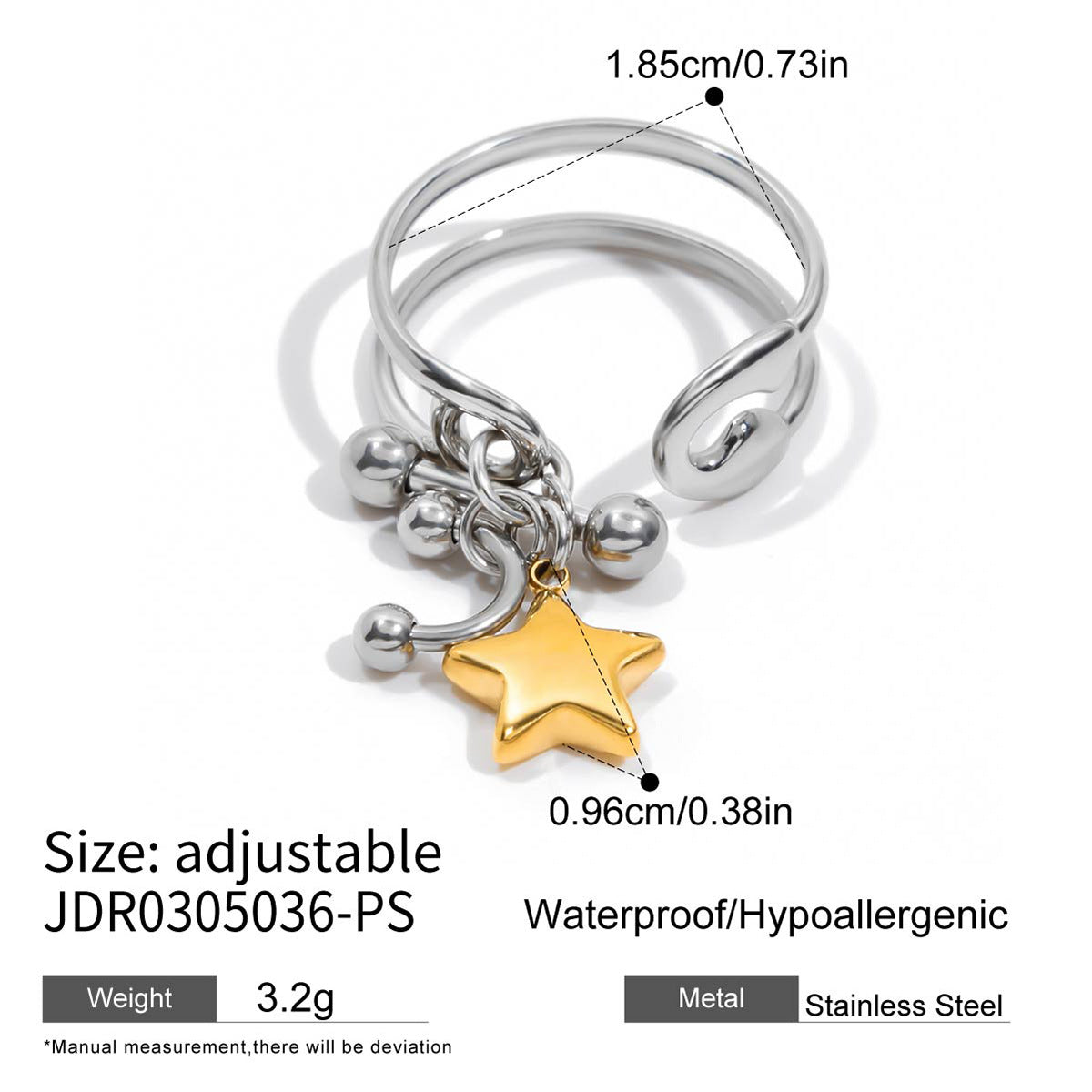 Anillo de Acero de Titanio en Forma de Corazón con Incrustaciones de Diamantes de Imitación para Mujer, Baño de Oro PVD al Vacío, Accesorio de Moda con Diseño Geométrico