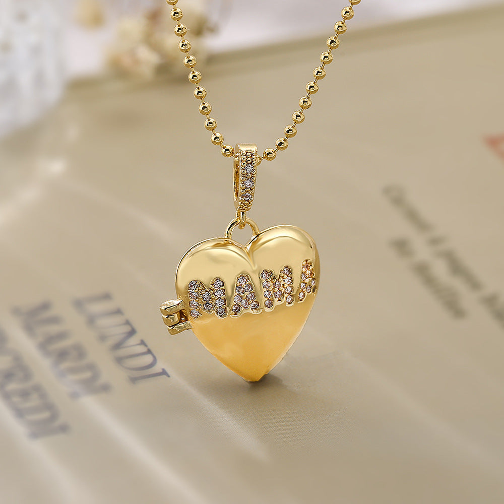 Minimalist Butterfly Star Heart Eye Photo Pendant Necklace for Women in Copper with Gold Plating and Zircon Inlay